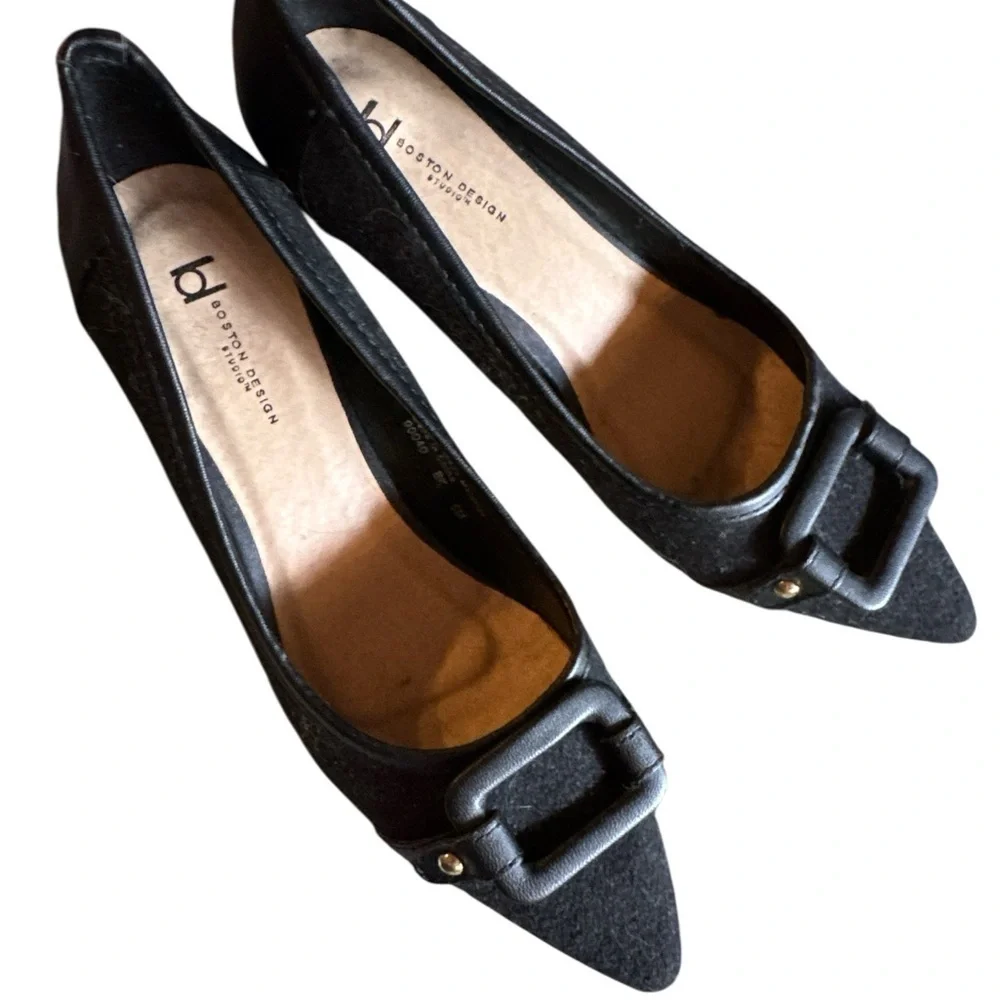Black Leather Flats Versatile Loafers